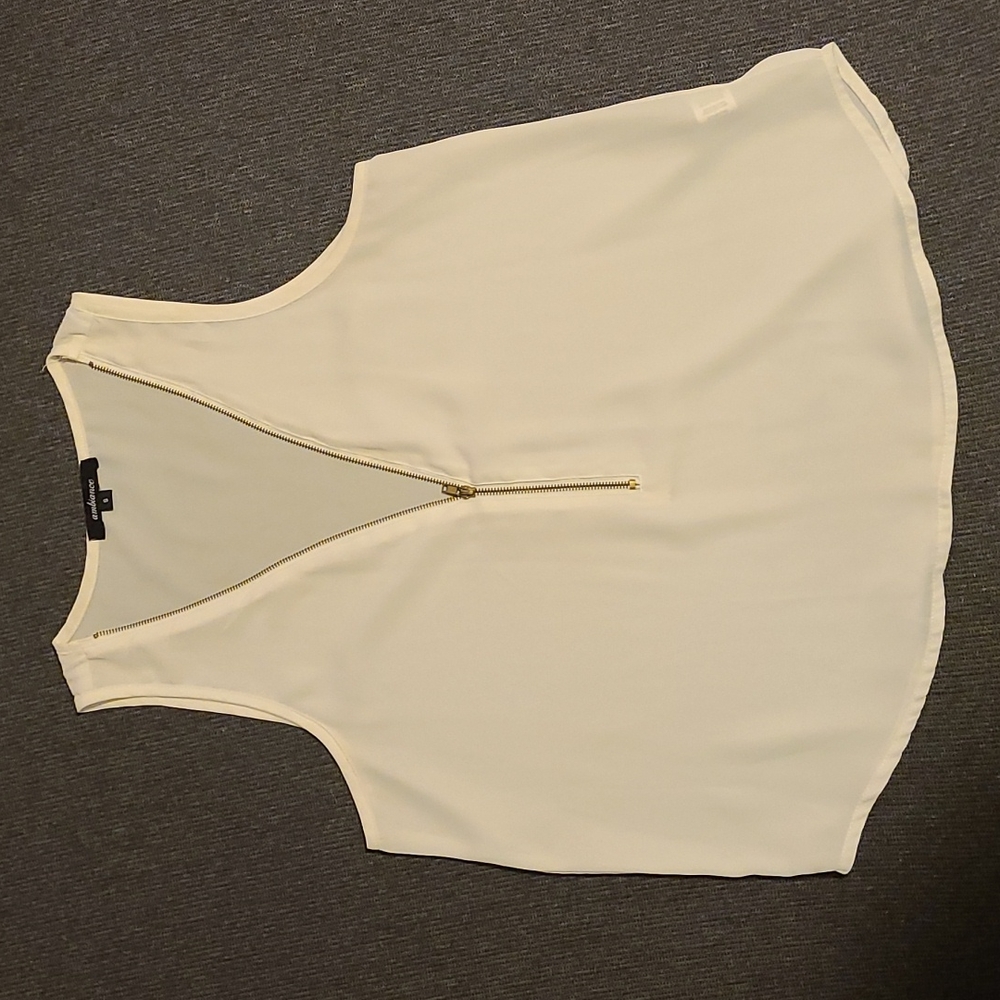 White Zippered blouse